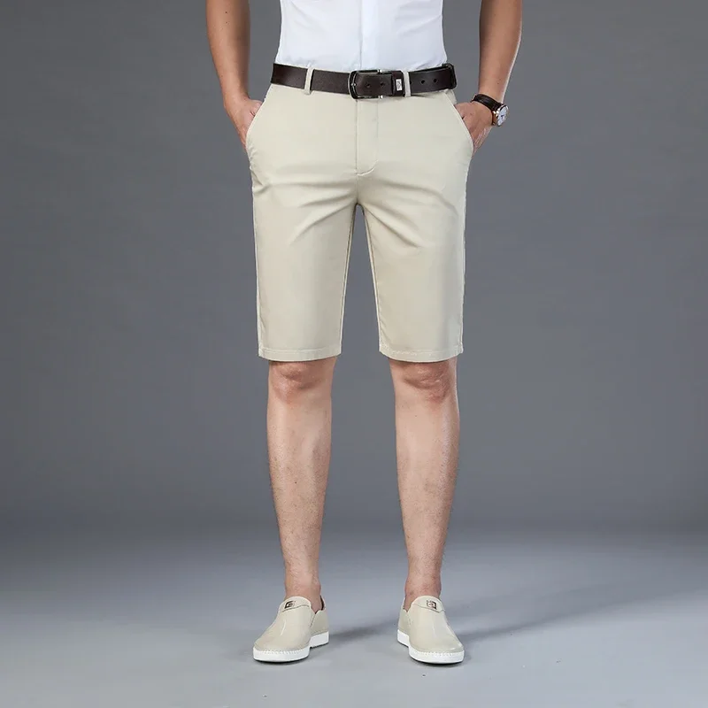 2024 Summer Thin Casual Shorts Men Traight Elastic Business Fashion Short Pants High Quality Male Brand Solid Color - Image 3