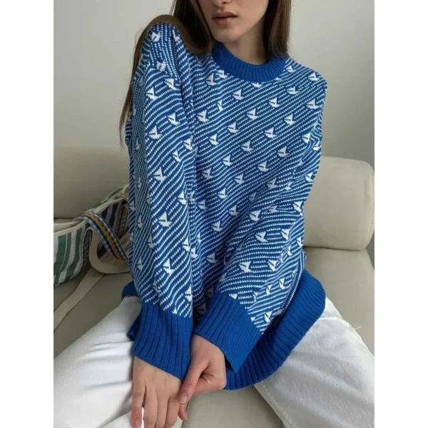 Zekye Winter Women's Sweater Sailboat Knitted Pullover Women's Fashion Sweaters Loose Female Top Thick Warm Y2k Clothes - Image 2