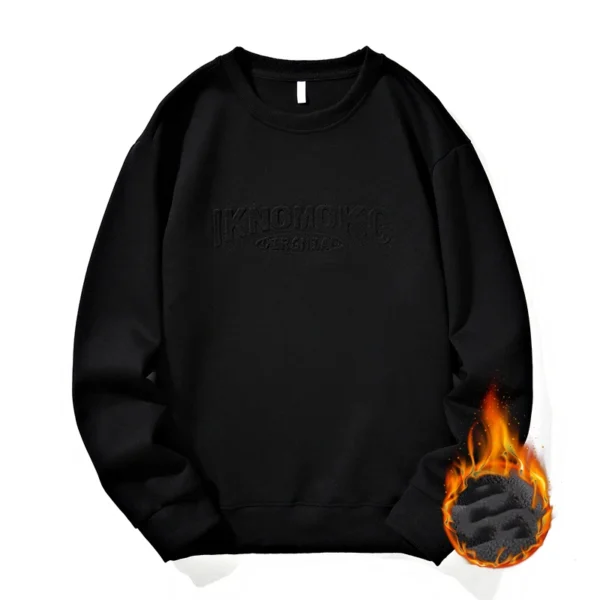 6XL 7XL 8XL Men's Sweatshirts Autumn Round Neck Plus Velvet Steel Print Printed Tops Oversized Loose Warm High-quality Pullovers - Image 3