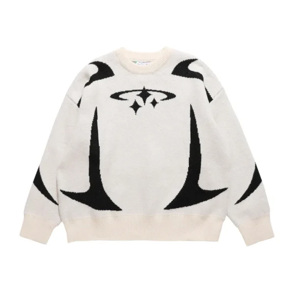 BIG PROMOTION Y2K retro sweater in autumn and winter Y2K star pattern sweater winter Harajuku sweater unisex aesthetic clothes - Image 2