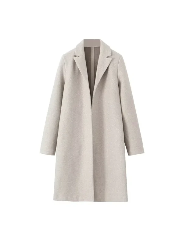 Willshela Women Fashion Solid Open Stitch Long Trench Coats Vintage V-Neck Full Sleeves Female Chic Lady Outfits - Image 2