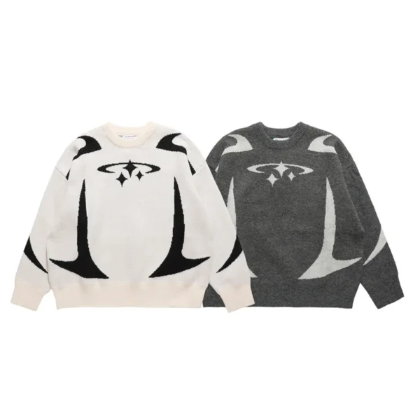 BIG PROMOTION Y2K retro sweater in autumn and winter Y2K star pattern sweater winter Harajuku sweater unisex aesthetic clothes - Image 4