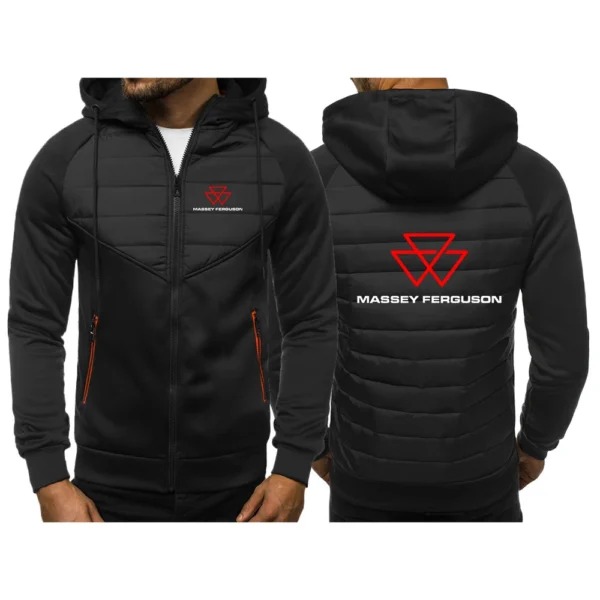 2024 Spring Autumn Massey Ferguson Logo Print Casual High Quality Zipper Trendy Coat Mens Outdoor Sports Windproof Cotton Jacket