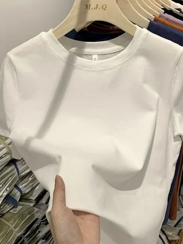 Women T Shirt Girls T-Shirt Woman Clothes Tops Cotton Tshirt Female Short Sleeve Spring Tee Sexy Y2k Top White - Image 3