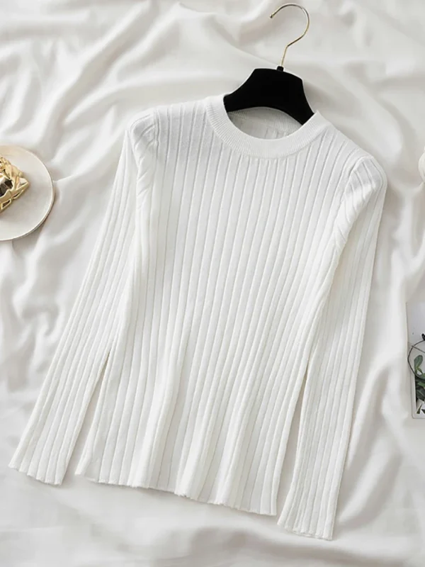Women Pullovers Sweaters Knit Soft Jumper tops New Autumn Winter Tops O-Neck Ribbed Long Sleeve Korean Slim-fit Female Sweater - Image 2