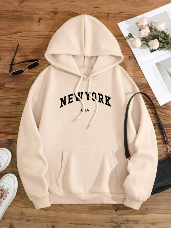 New York Usa City Letter Graphic Hoodies Men Women Autumn Fleece Sweatshirt Fashion Pollover Hoody Pattern Loose Clothing Couple - Image 3