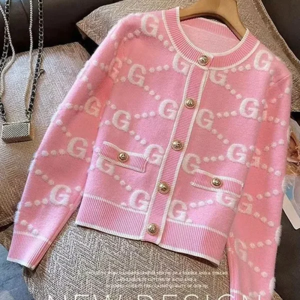 Autumn Winter Sweet Buttons O-neck Sweater Femme Fashion Letter Patchwork Knitting Cardigan Fashionable Coat Top Tee Women's - Image 2