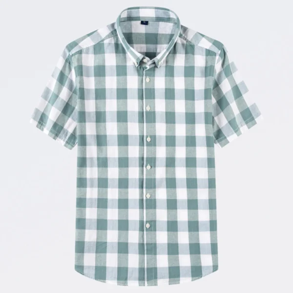 100% Cotton Plaid Shirt Men's Short-sleeved Slim Summer Thin Korean Style half-sleeved shirt No-iron Tees Male Clothing