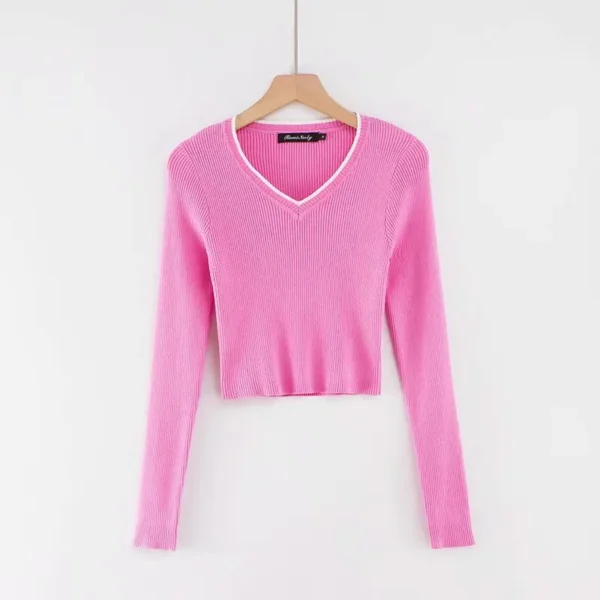 cropped sweaters pink luxury designer clothing women long sleeve top knitted red knitwears korean style tops woman 2024 Fall