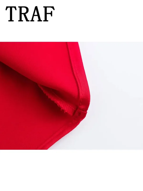TRAF 2024 Halter Long Dresses for Women Backless Satin Dress Woman Off Shoulder Sexy Midi Dresses Elegant Evening Party Dress - Image 6