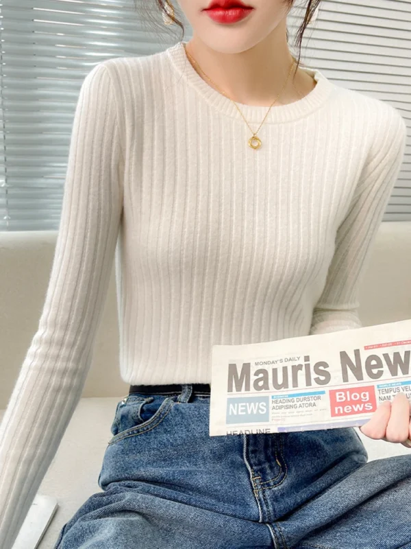 Fashion Ribbed Women Sweater Knitted Soft Pullovers Jumpers Basic Solid Soft Long Sleeve Sweaters For Women Autumn Winter Tops - Image 2