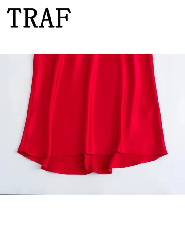 TRAF 2024 Halter Long Dresses for Women Backless Satin Dress Woman Off Shoulder Sexy Midi Dresses Elegant Evening Party Dress - Image 5