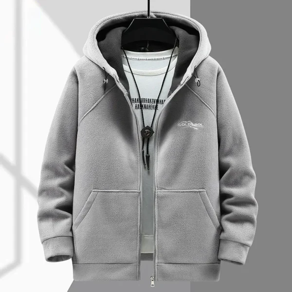2024 Men's Hooded Shirt Long Sleeve Thickened Polar Fleece Zip-up Hoodies Warm Autumn Winter Jacket Male Big Size 12XL 10XL Plus - Image 5