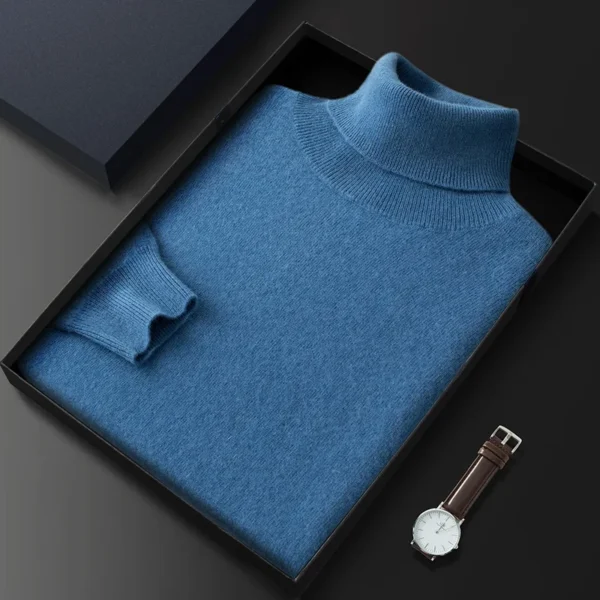 100% Cashmere Turtleneck Men Pullovers 2024 Autumn Winter Soft Light Warm Rolled Neck Jumper Jersey Pull Homme Knitted Sweater - Image 5