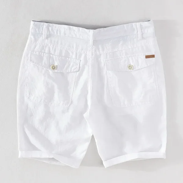 Cotton Linen Shorts for Men Summer New Solid White Straight Loose Holiday Shorts Man Casual Button Fly Short Pants 037 - Image 3