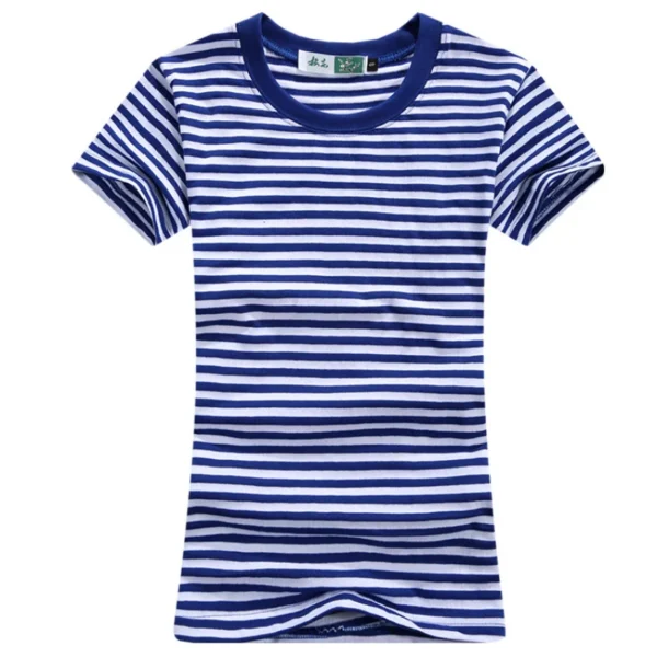 Men Tshirts Navy Shirt Blue and White Striped Short-sleeved Sports Men's T-shirt Couple Parent-child Tops O-Neck Casual Tees - Image 4