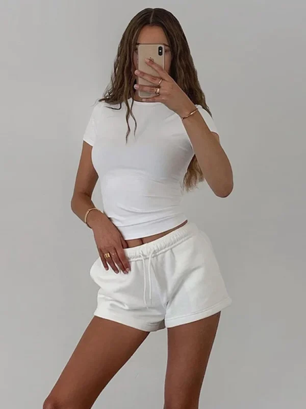 2024 Spring New Short Sleeve T-Shirt Women Solid Simple Casual Soft All-Match Hot Basic Crop Tops Tees Summer Fashion - Image 4