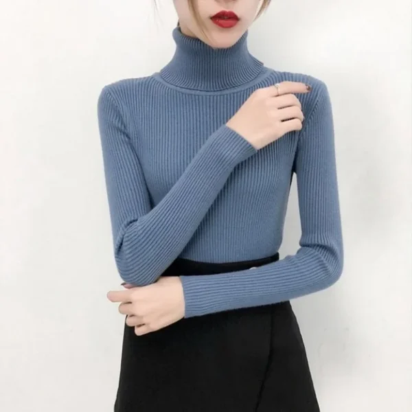 Elegant Turtleneck Women's Sweater Autumn Winter Pullover Slim Bottoming Knitted Tops Casual Long Sleeve Jumper Pull Femme - Image 5