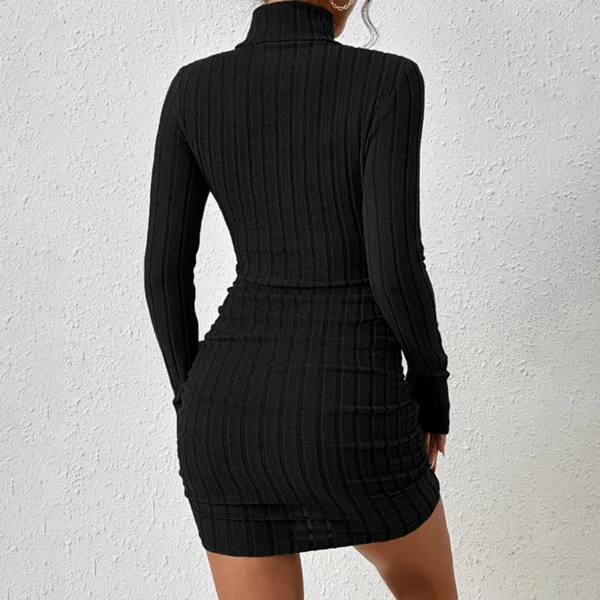 New Solid Dresses Autumn Winter Women Long Sleeves Turtleneck Sexy Bodycon Sheath Mini Dress Club Elegant Party Knitted Dresses - Image 5