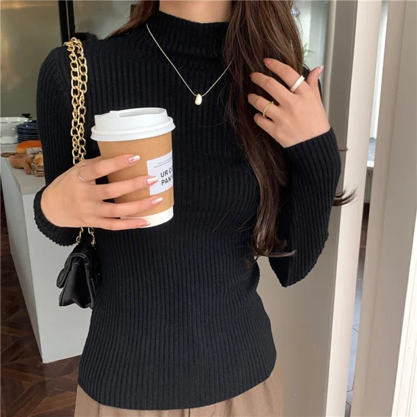 chic Autumn winter Sweater Pullovers Women Long Sleeve casual turtleneck warm basic Sweater knit Jumpers top 2024 - Image 6