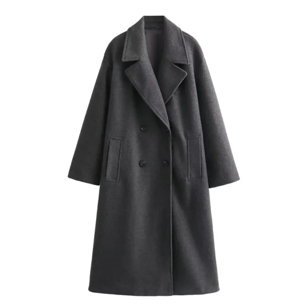 PB&ZA 2023 Autumn/Winter New Women's Wear New Fashion Casual Versatile Soft Loose Long Coat Coat - Image 4
