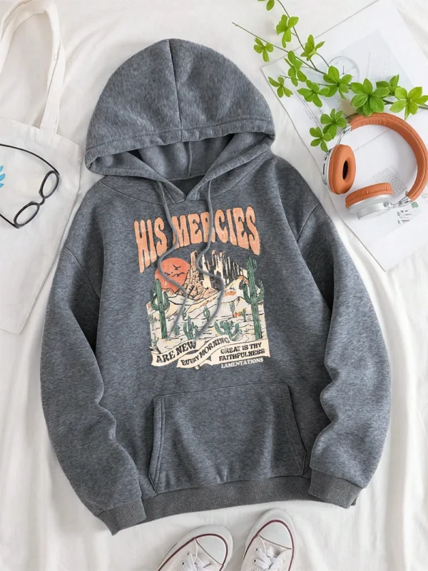 His Mercies Are New Every Morning Men Women Hoody Warm Loose Sweatshirt Casual Loose Sportswear Hip Hop Autumn Couple Streetwear - Image 4