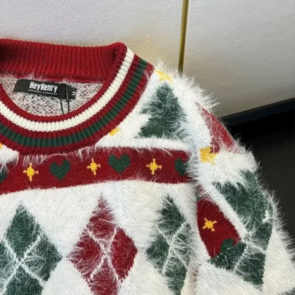 Christmas New Fashion Atmosphere Contrast Color Sweater Men And Women Couples Pullover Sweater Casual Joker Loose Top Tide Brand - Image 3