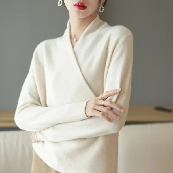 Wool Sweater Knitted Pullover Women Autumn Winter Clothes Cashmere Tricots Casual Versatile Loose V-Neck Warm Fashion Knit Tops - Image 5