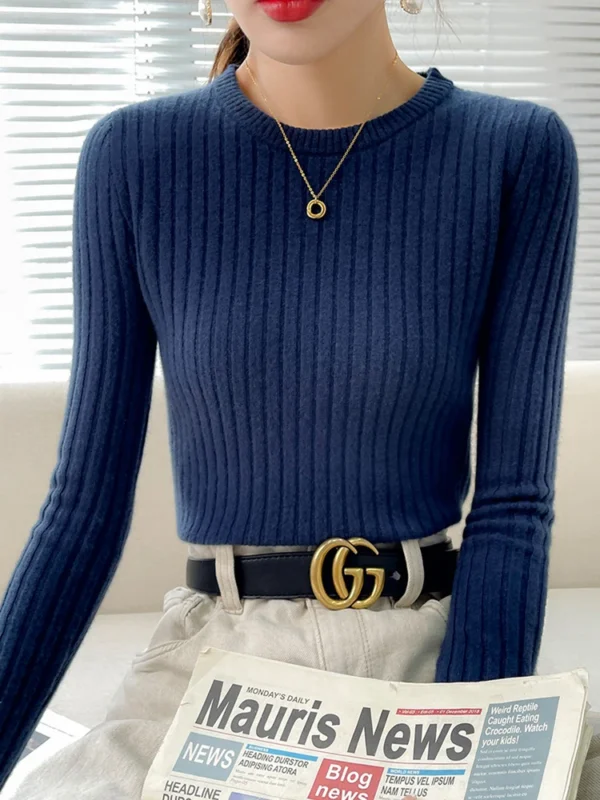 Fashion Ribbed Women Sweater Knitted Soft Pullovers Jumpers Basic Solid Soft Long Sleeve Sweaters For Women Autumn Winter Tops - Image 6