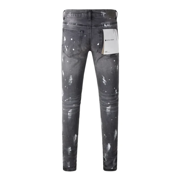 Fashionable Ripped Jeans Retro Jeans Are Comfortable and Easy To Wear American High Street Ripped Jeans Gray Paint Splatters - Image 3