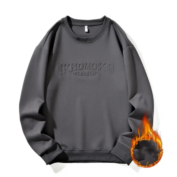 6XL 7XL 8XL Men's Sweatshirts Autumn Round Neck Plus Velvet Steel Print Printed Tops Oversized Loose Warm High-quality Pullovers - Image 5