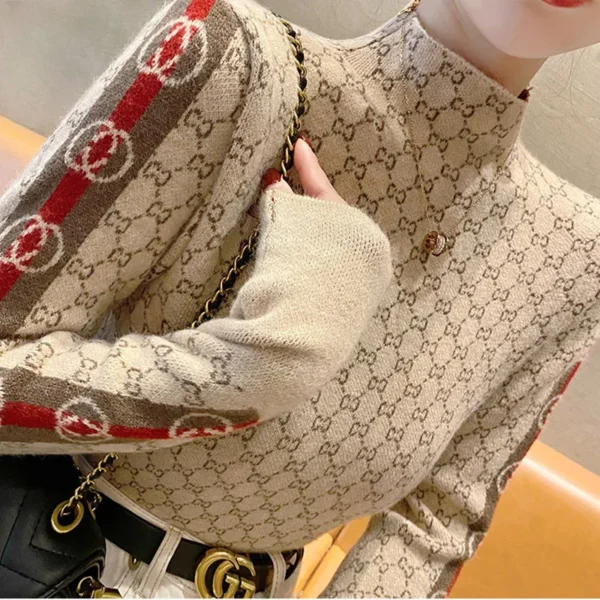 Spring Autumn O-neck Long Sleeve Slim Knitted Pullovers Office Lady Elegant Sweaters Chic Y2k Classic Fashion Knitwear Tops - Image 5