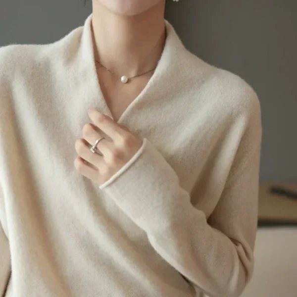 Wool Sweater Knitted Pullover Women Autumn Winter Clothes Cashmere Tricots Casual Versatile Loose V-Neck Warm Fashion Knit Tops - Image 3