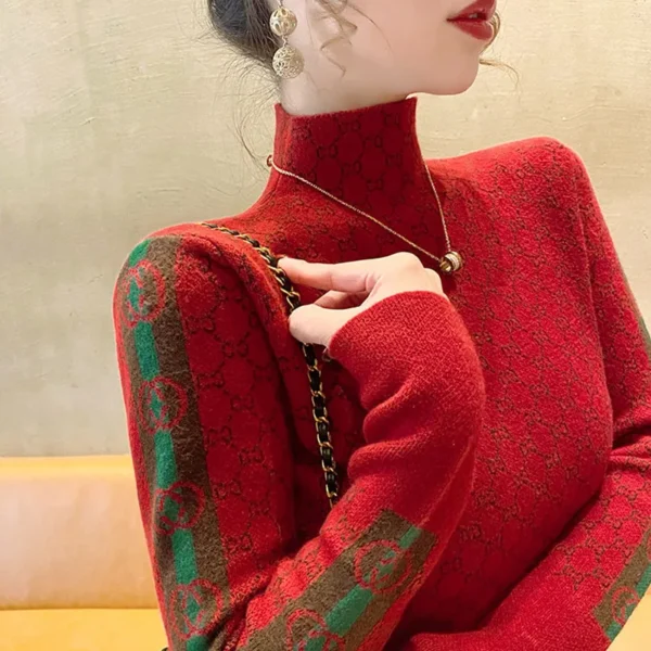 Spring Autumn O-neck Long Sleeve Slim Knitted Pullovers Office Lady Elegant Sweaters Chic Y2k Classic Fashion Knitwear Tops - Image 2
