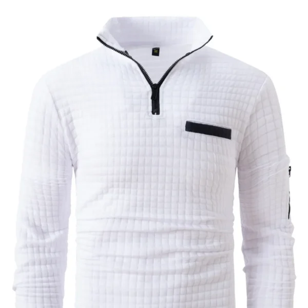 Cross-border Fast-selling Men's Plaid Polo Shirt Amazon Zippered Sport Polo Shirt Loose Fit Other Material For Spring Autumn - Image 5