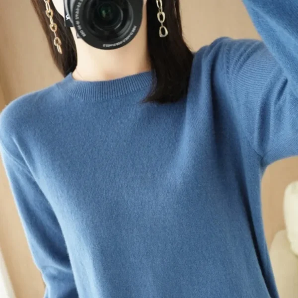 Autumn And Winter Cashmere Sweater Women's Crew Neck Pullover Casual Knitted Top Women's Short Undercoat Fashion 18 Colors - Image 4