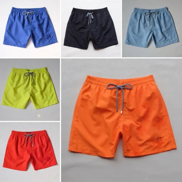 Men's Quick Dry Solid Color Turtle Brand Water-Reveal Mesh Lining 4 Way Stretch Surf Swim Beach Board Shorts Sportswear Male