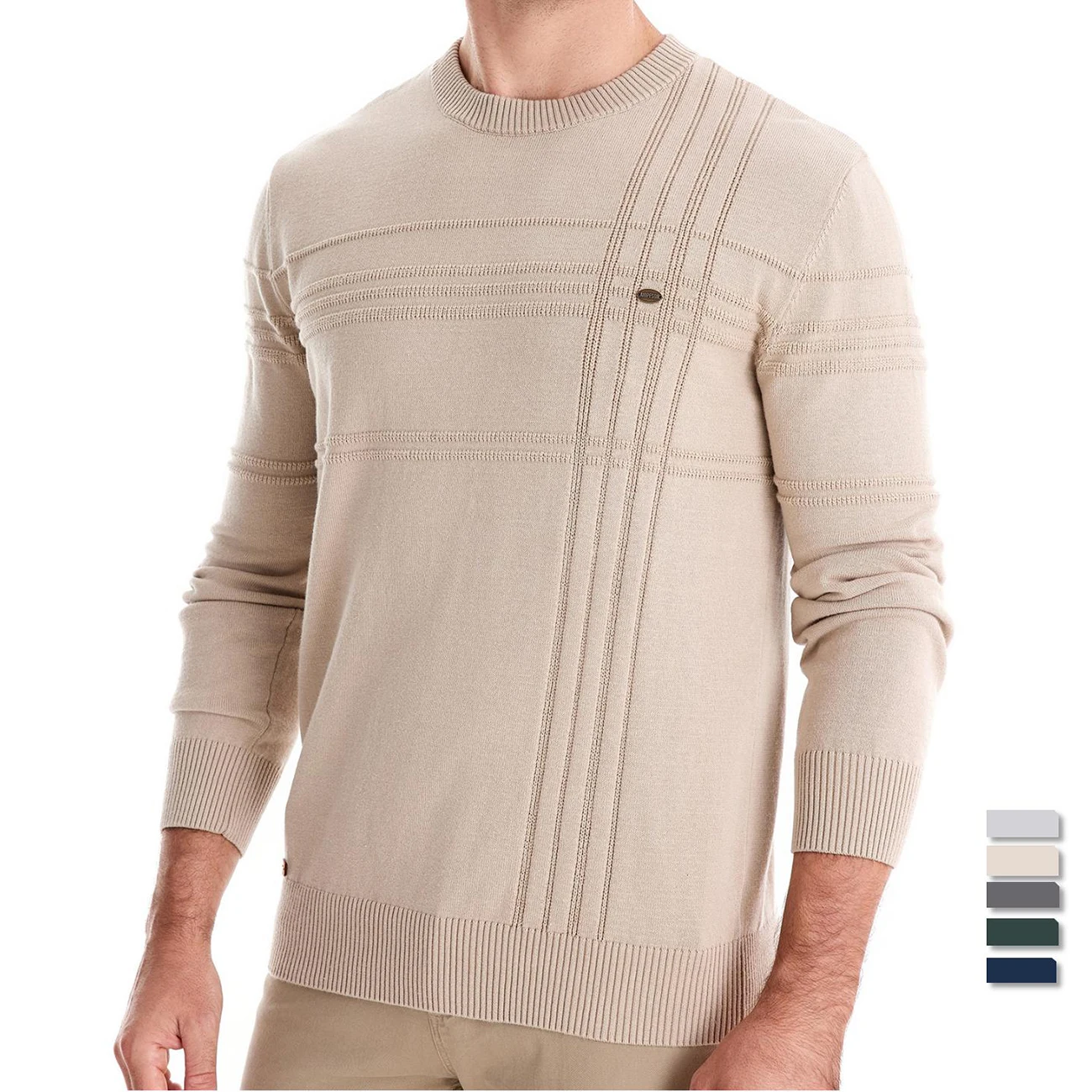 AIOPESON Mens Crewneck Pullover Sweater Knitted Cotton Stripped Quality Autumn Winter Warm Sweaters for Men - Image 3