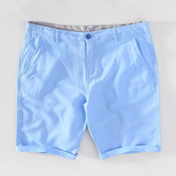 Cotton Linen Shorts for Men Summer New Solid White Straight Loose Holiday Shorts Man Casual Button Fly Short Pants 037