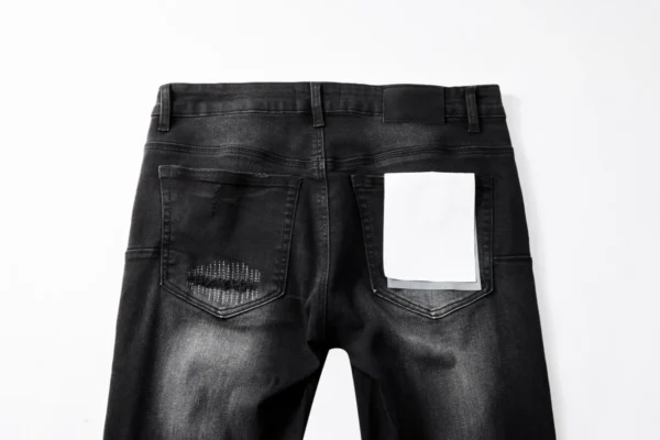 high-quality Purples jeans Men Fashion American High Street Retro wash Black hole patch casual Elastic Skinny jeans brandpants - Image 6