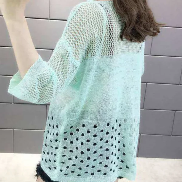 Spring and Summer New Ice Silk Knitted Vest Top Hollow Out Thin Bottoming Sling Streetwear Womens Clothing White Shirt - Image 4