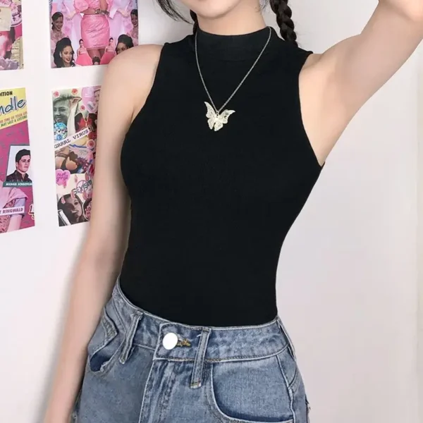 Tanks Top Women American Basic Skinny Black Sleeveless All-match Fashion Aesthetic Harajuku Clothing Streetwear 90's Retro Mujer - Image 2