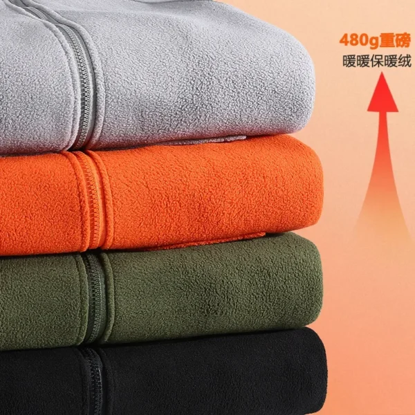 2024 Men's Hooded Shirt Long Sleeve Thickened Polar Fleece Zip-up Hoodies Warm Autumn Winter Jacket Male Big Size 12XL 10XL Plus - Image 4