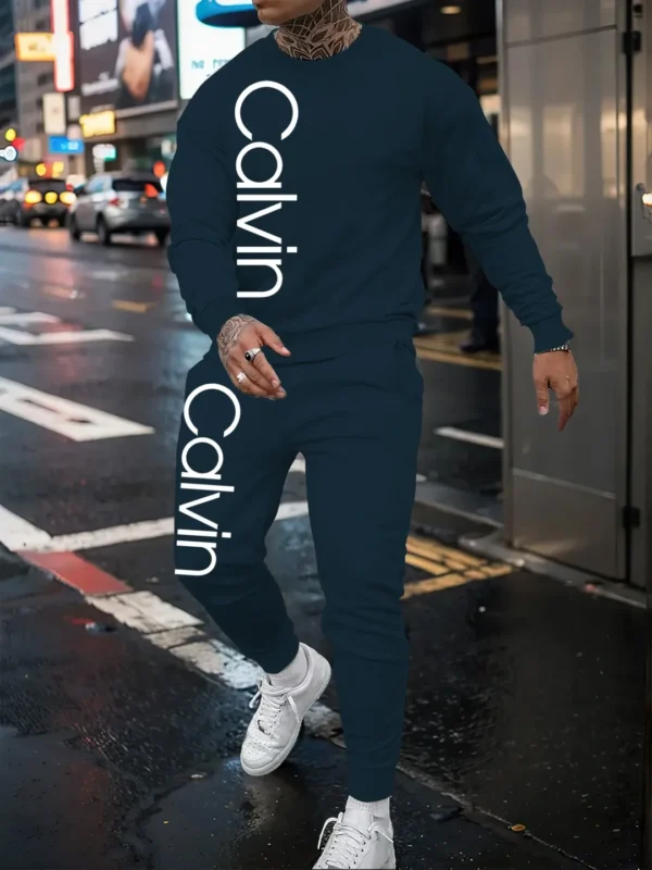 2025 New Men's Long Sleeve T-shirt Men's Set Men's Fashion Pants Soft and Comfortable Warm Autumn/Winter Men's Set