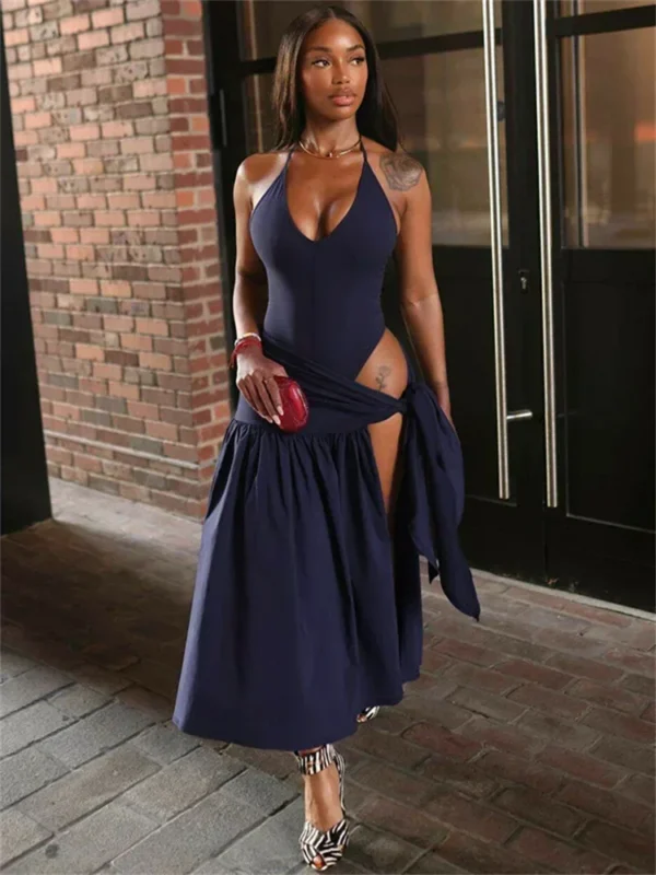 Tossy 2 Piece-Set Female V-Neck Jumpsuit Outfits Sexy Lace-Up Pleated High Waist Skirt Sets For Women White Bandage Outfits 2024 - Image 6