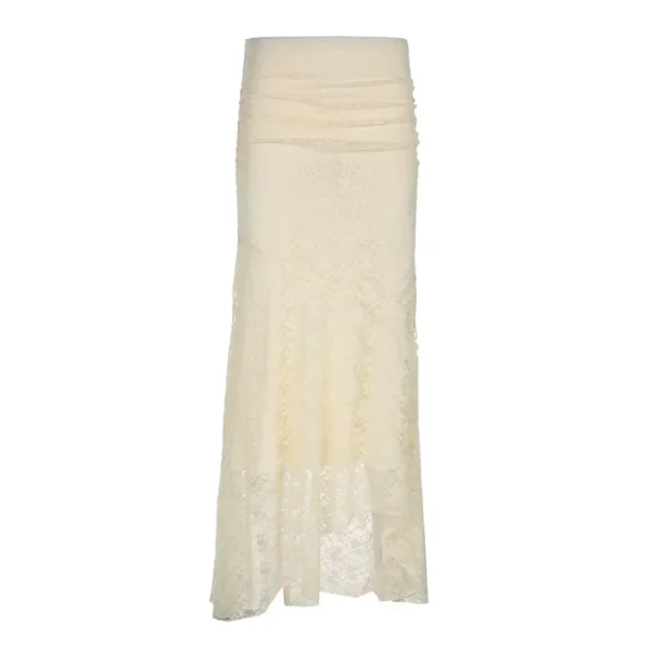 Two Layer Lace Trumpet & Mermaid Long Skirts For Women Vintage Elegant Fashion High Waist Skirt Holiday Outfits - Image 6
