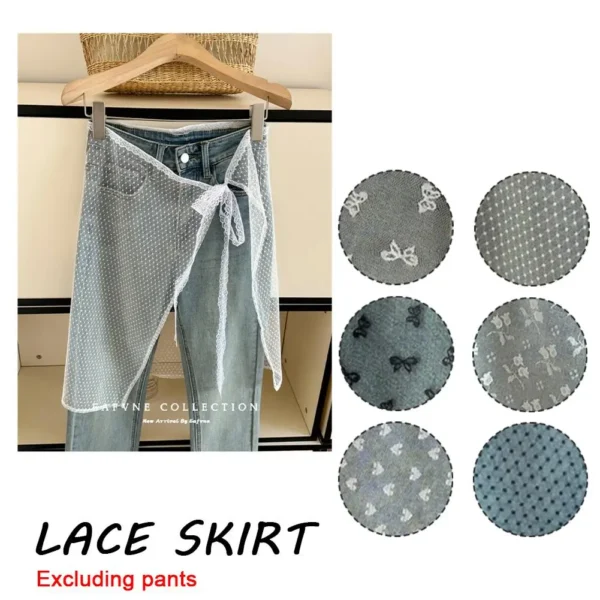 INS Blogger Lace Layered Gauze Skirt Y2k Streetwear Apron Wrap Skirt Lace Up Matching Pants Spicy Girl Stacked Y2k Wrap Skirt - Image 3