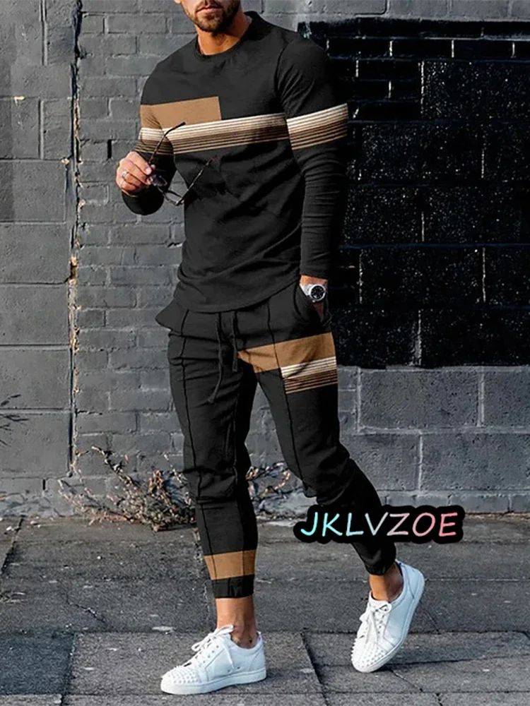 Tracksuits Trousers Men's 2 Piece Sets Autumn Man Clothing Streetwear Long Sleeve T Shirt Pants Suits Sweatpants Jogging Outfits