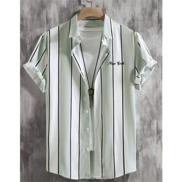 Hawaiian Beach Shirts Summer Men Shirt 3D Print Vintage Stripe Shirt Men Fashion Streetwear Short Sleeve Blouse Vocation Clothes - Image 3