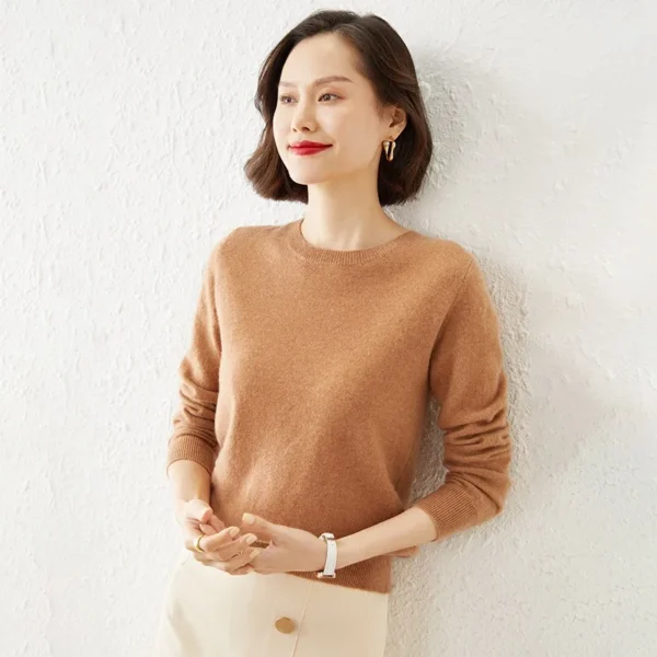 High Quality Pure Colors Spring Autumn Winter European Style Women Fashion Pullovers Knitted Cashmere Wool Sweater Lady Big Size - Image 4